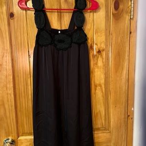Robin K little black dress, small, elastic at back, rosettes, simplicity